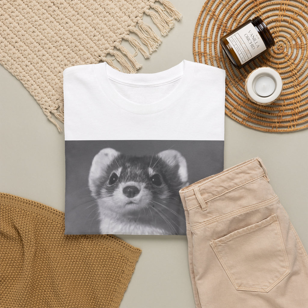Ferret Portrait T-Shirt — Cute Black & White Animal Tee
