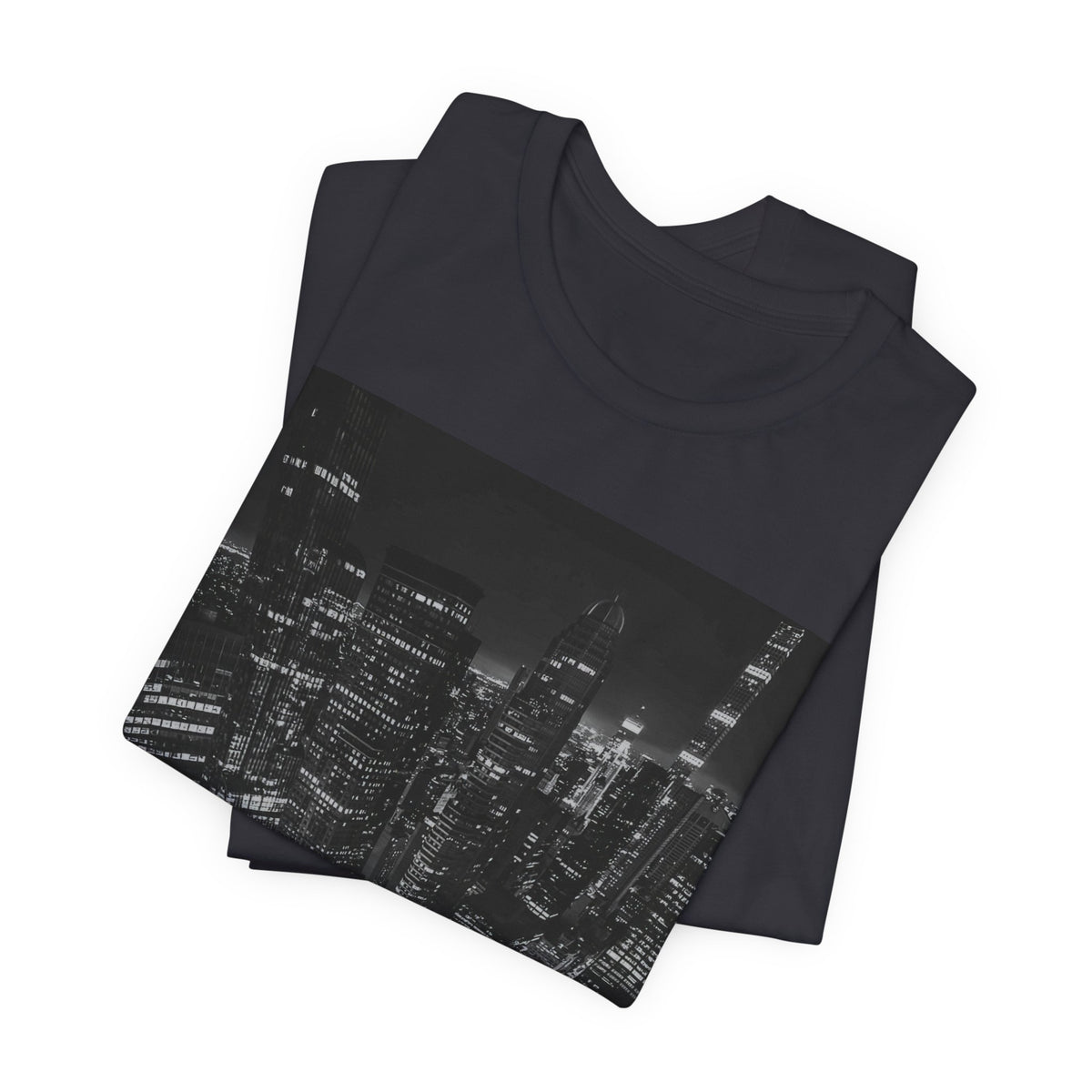 City Nightscape T-Shirt — Black & White Aerial Skyline Tee