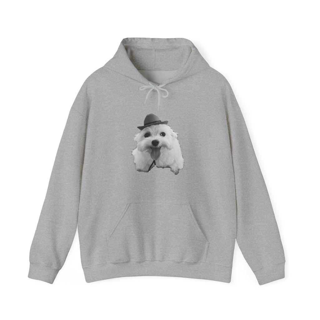 Cute Dog Hoodie — Fluffy Pup with Hat Graphic Sweatshirt