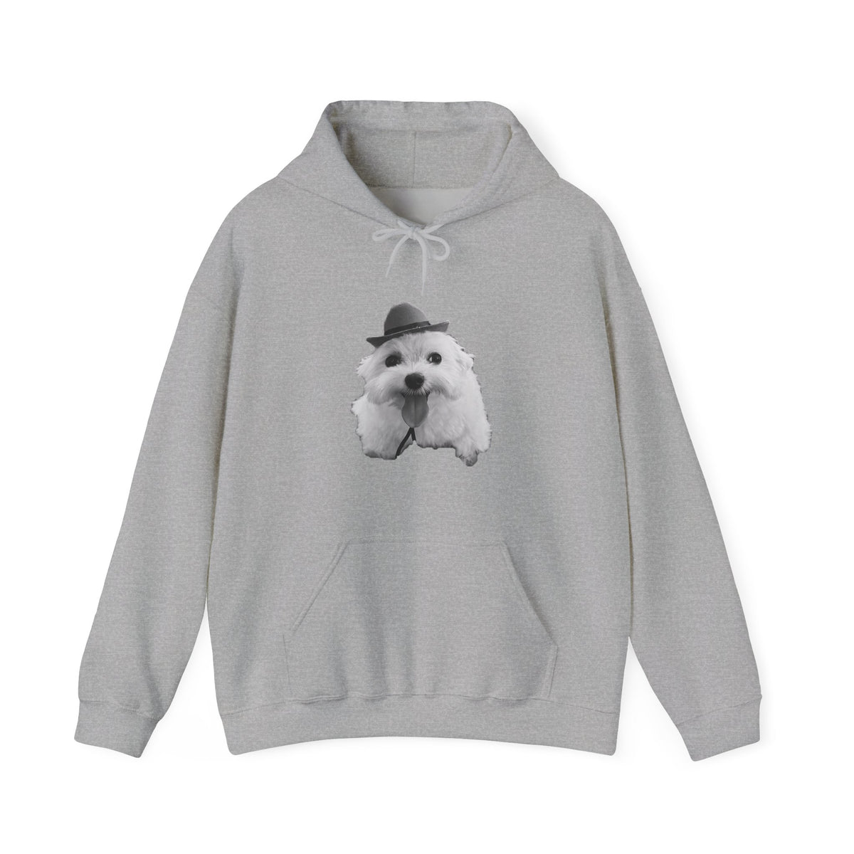 Cute Dog Hoodie — Fluffy Pup with Hat Graphic Sweatshirt