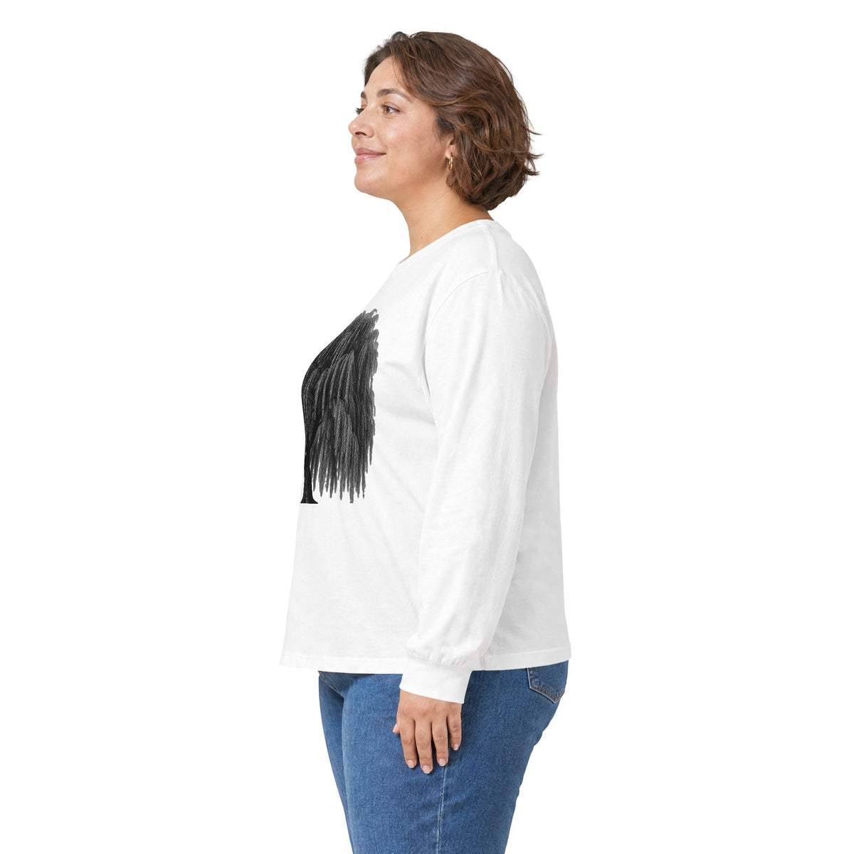 Willow Tree Long Sleeve Tee — Minimal Black Tree Graphic
