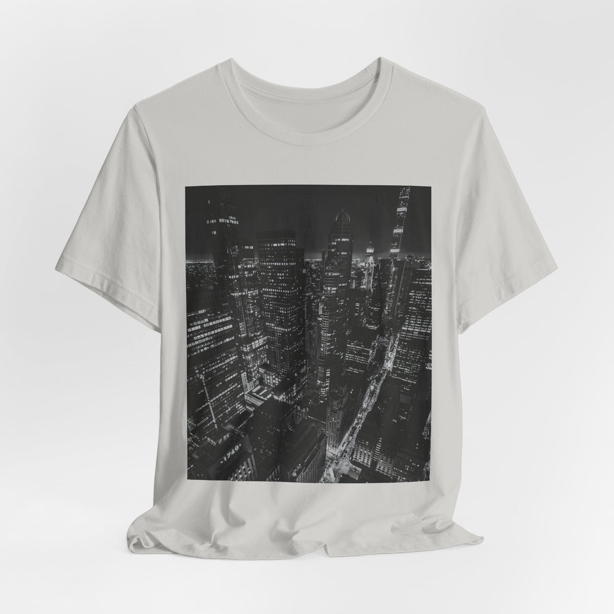 City Nightscape T-Shirt — Black & White Aerial Skyline Tee