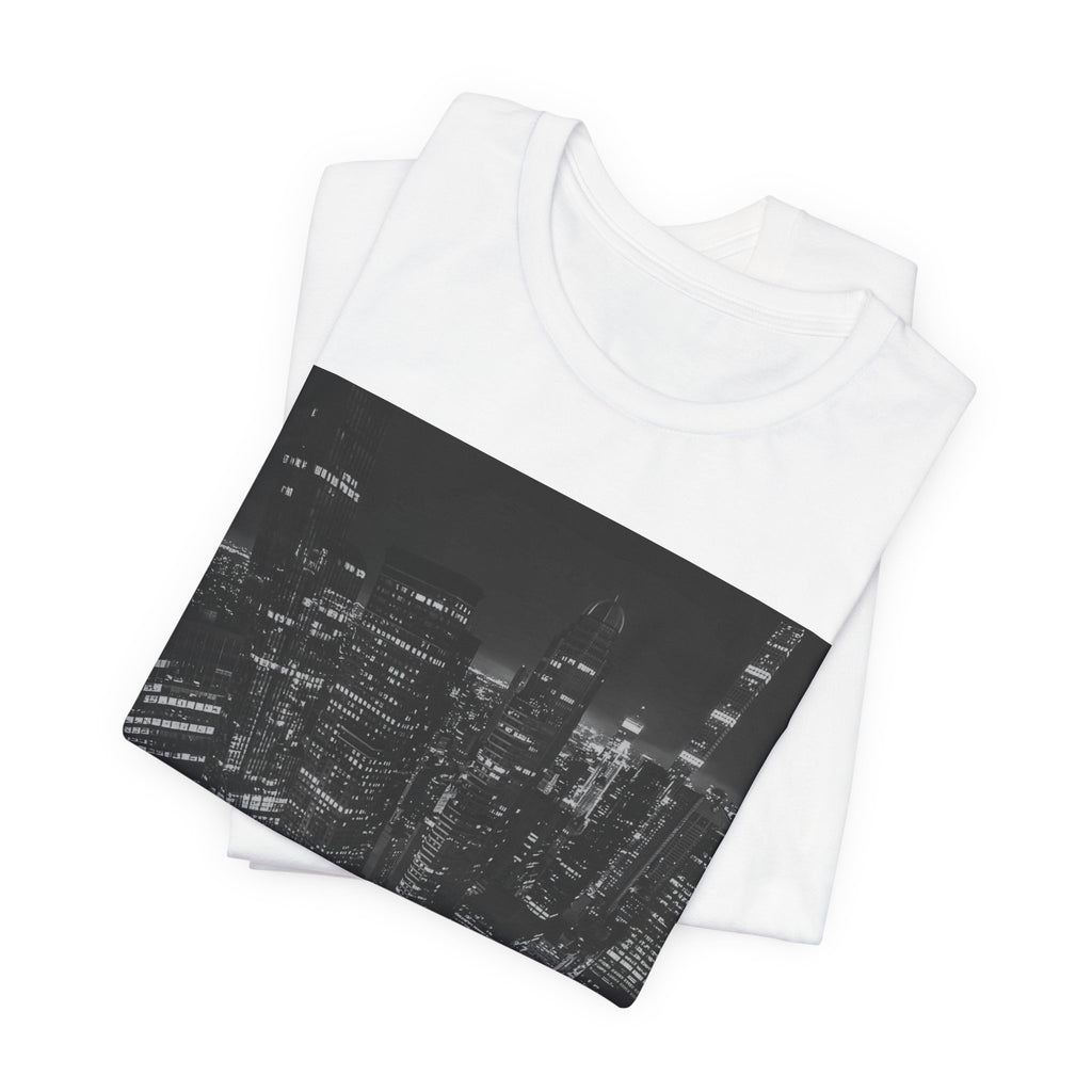 City Nightscape T-Shirt — Black & White Aerial Skyline Tee