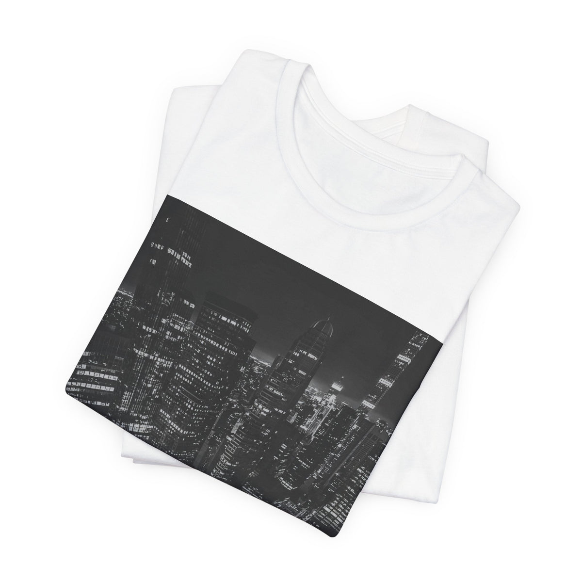 City Nightscape T-Shirt — Black & White Aerial Skyline Tee