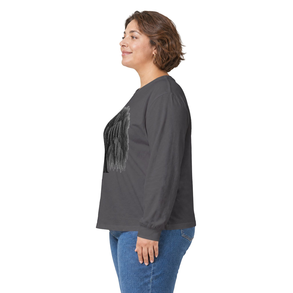 Willow Tree Long Sleeve Tee — Minimal Black Tree Graphic