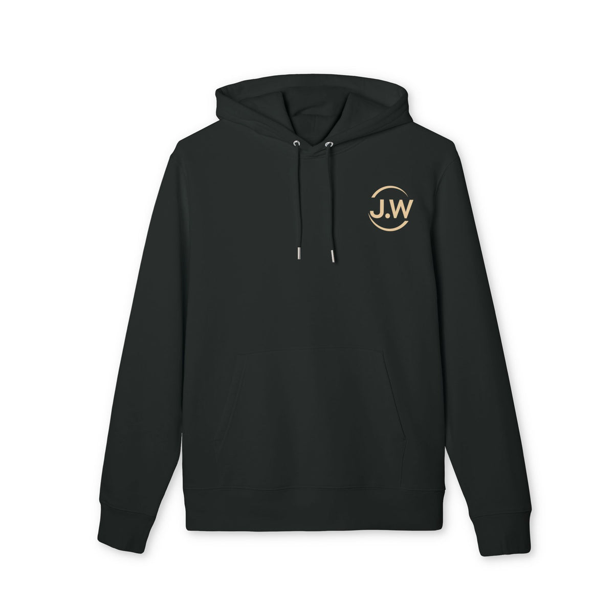 Minimal Monogram JW Hoodie — White Casual Pullover