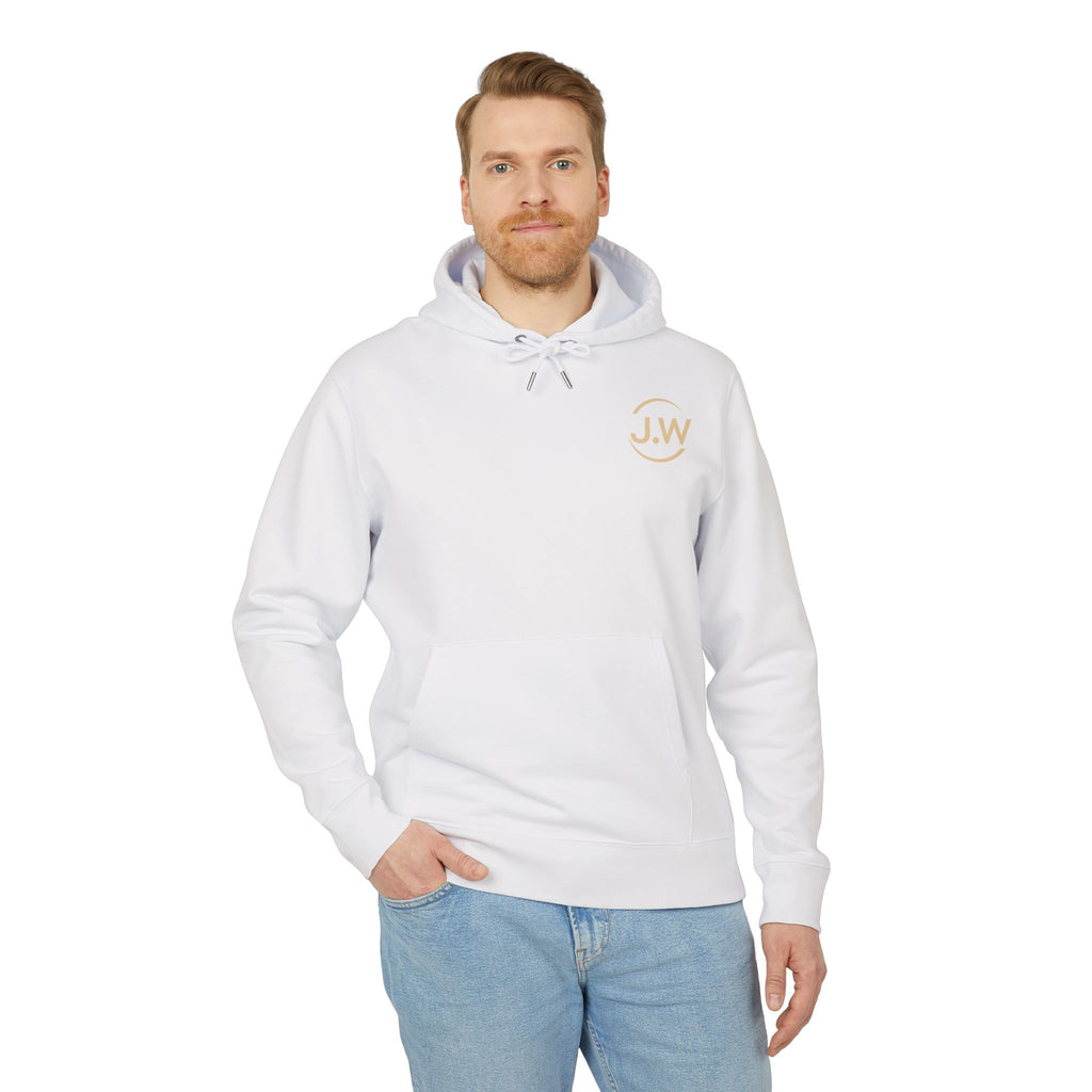 Minimal Monogram JW Hoodie — White Casual Pullover