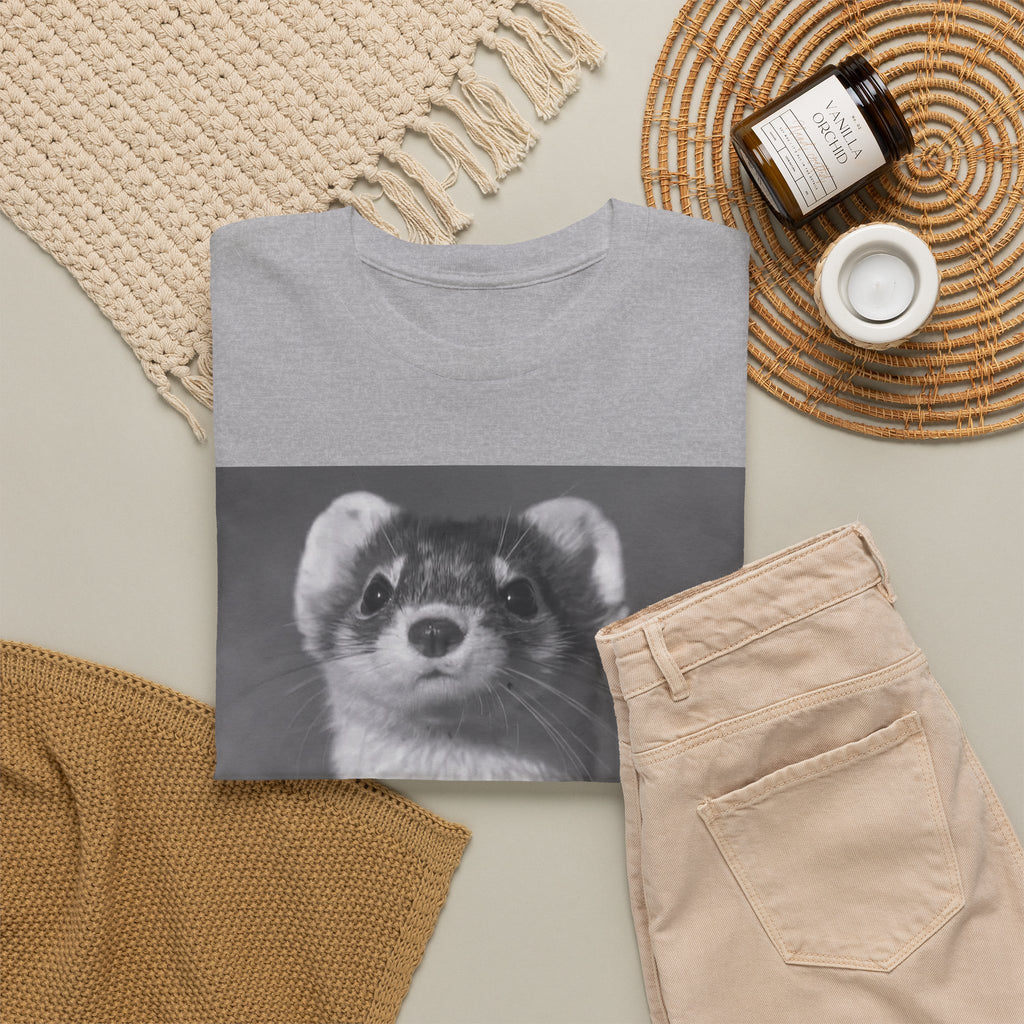 Ferret Portrait T-Shirt — Cute Black & White Animal Tee