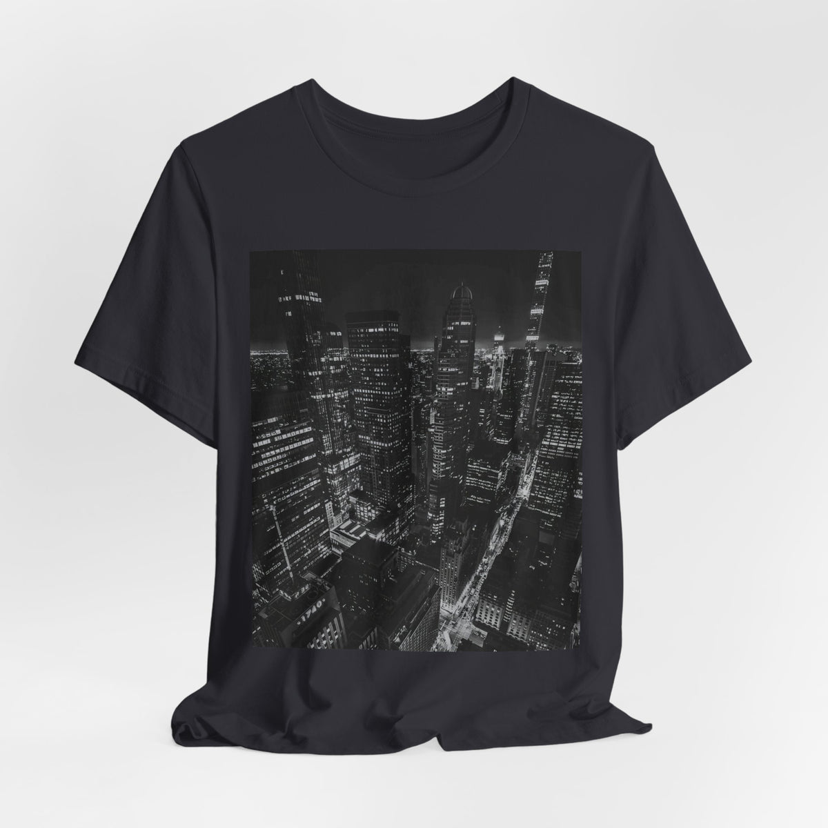 City Nightscape T-Shirt — Black & White Aerial Skyline Tee