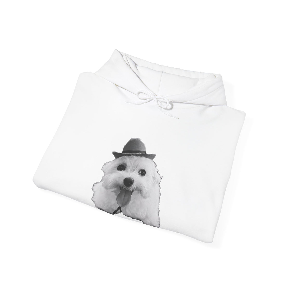 Cute Dog Hoodie — Fluffy Pup with Hat Graphic Sweatshirt