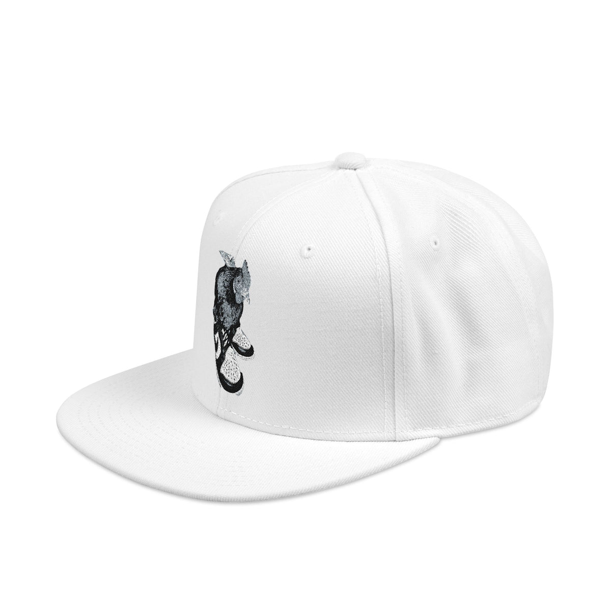 Embroidered Dragon Snapback Hat — Metallic Silver Oriental Crest