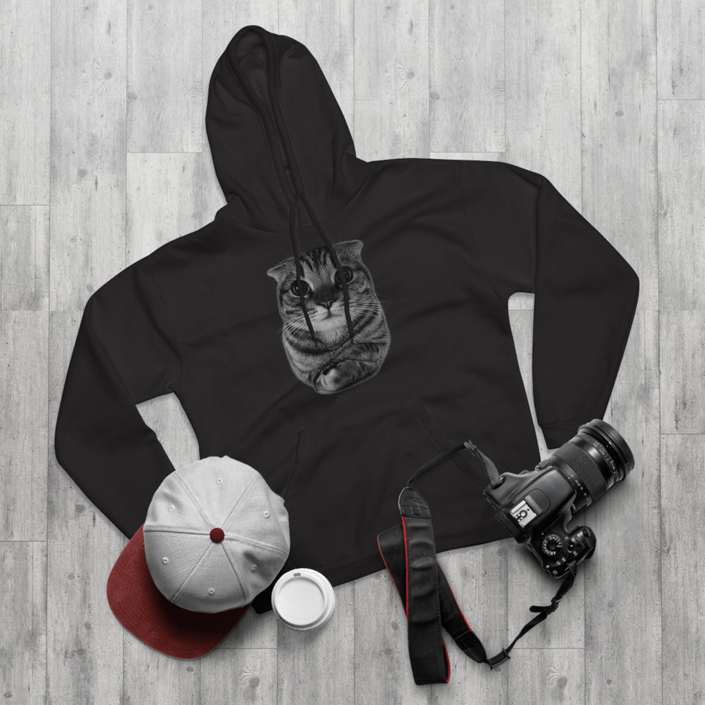 Cat Portrait Hoodie — Cute Folded Cat Face Pullover