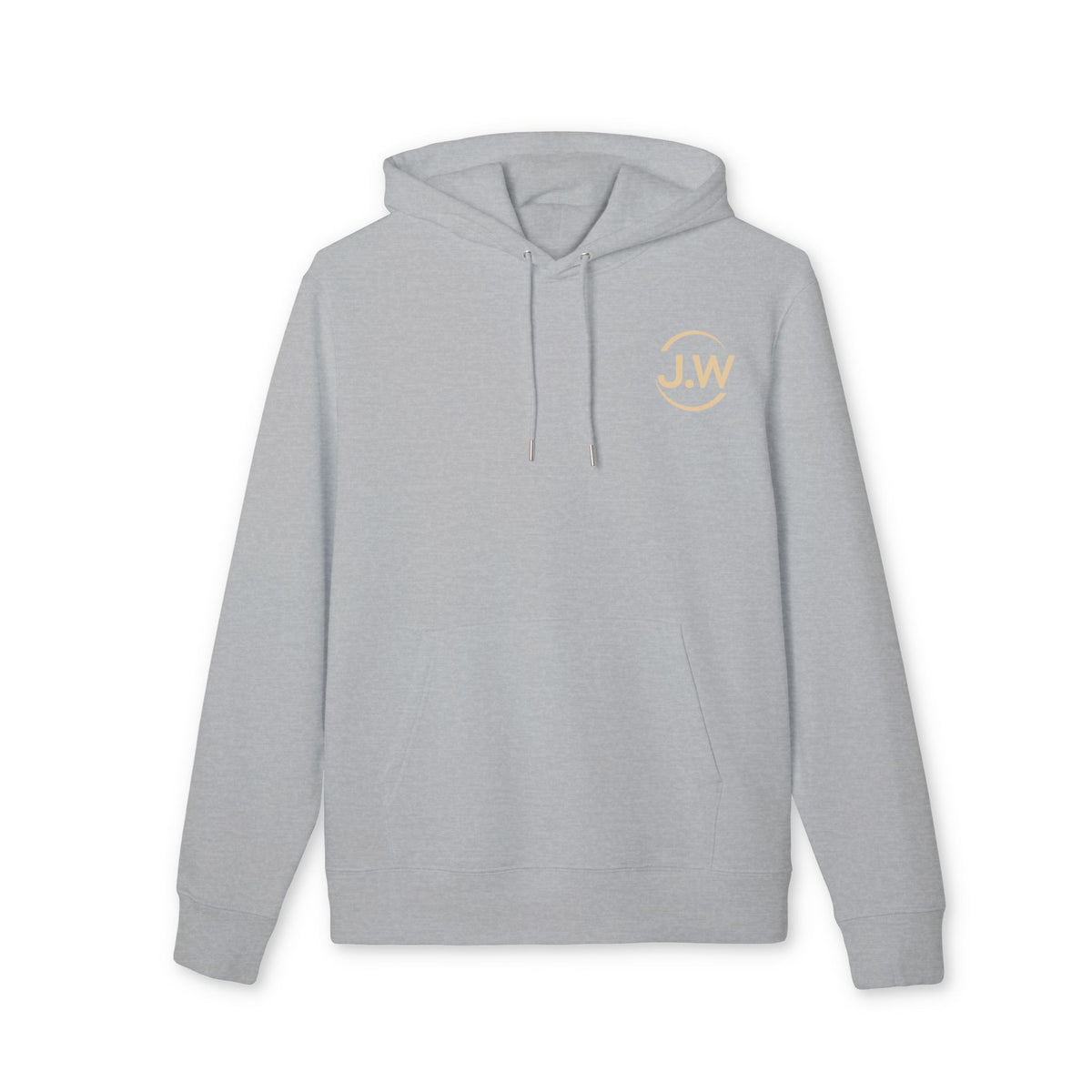 Minimal Monogram JW Hoodie — White Casual Pullover