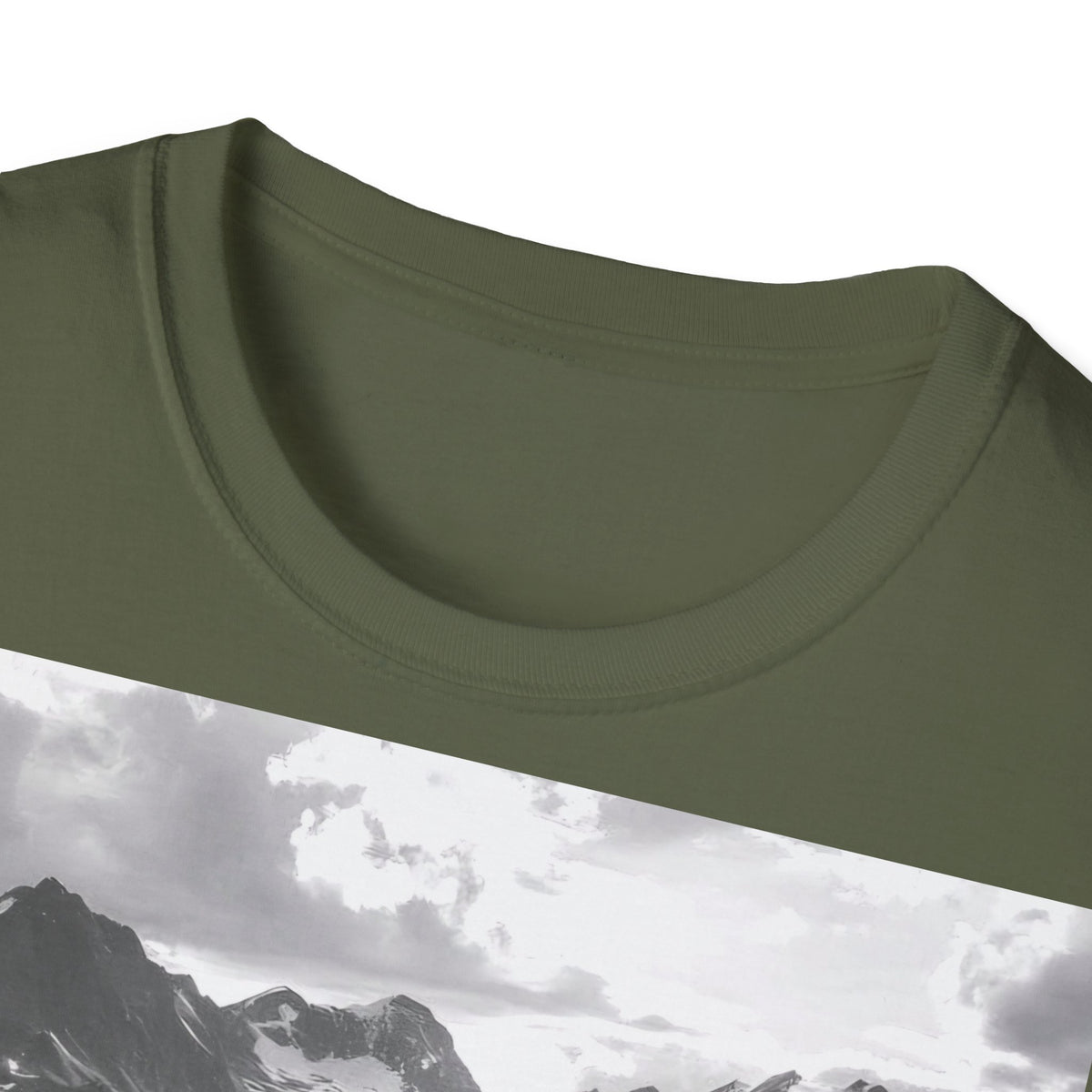 Mountain Meadow Photo T-Shirt — Black & White Nature Landscape Tee
