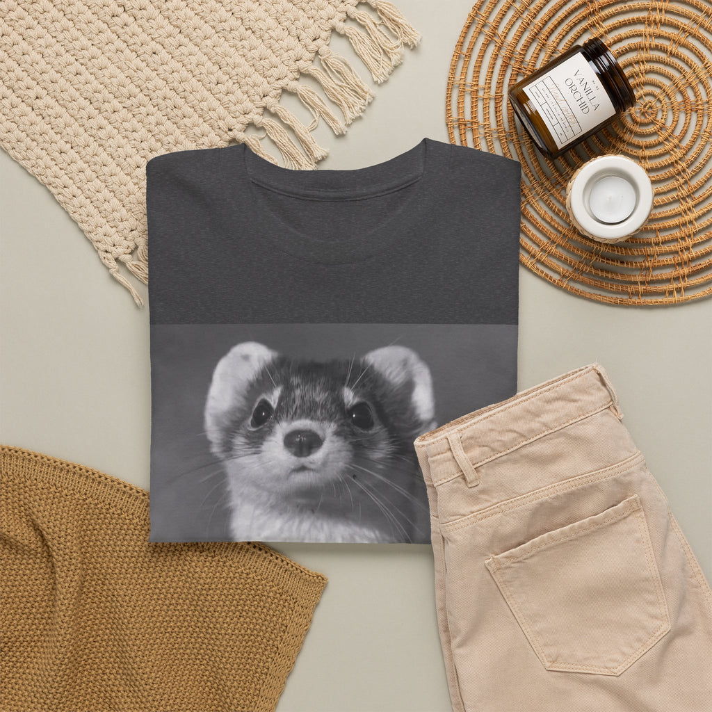 Ferret Portrait T-Shirt — Cute Black & White Animal Tee