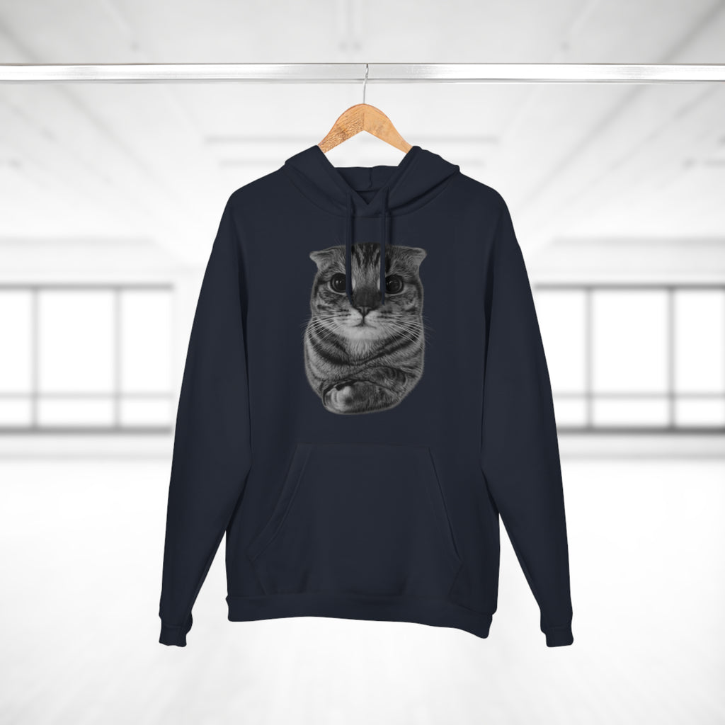 Cat Portrait Hoodie — Cute Folded Cat Face Pullover
