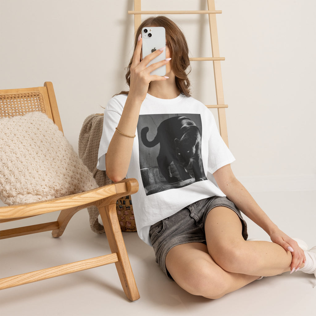 Black Panther Photo T‑Shirt — Vintage Cat Street Photography Tee