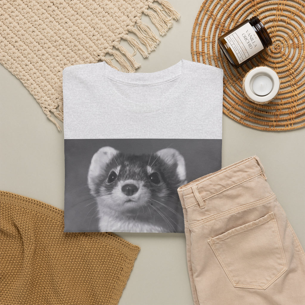 Ferret Portrait T-Shirt — Cute Black & White Animal Tee