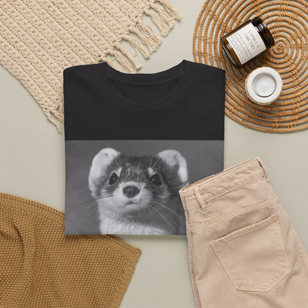 Ferret Portrait T-Shirt — Cute Black & White Animal Tee