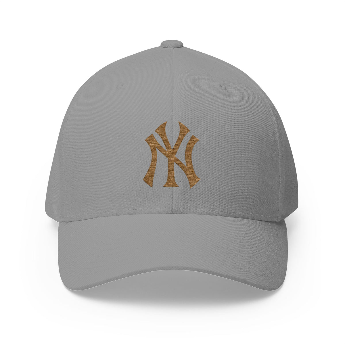 Embroidered Gold NY Logo Cap — Structured Closed-Back Baseball Hat