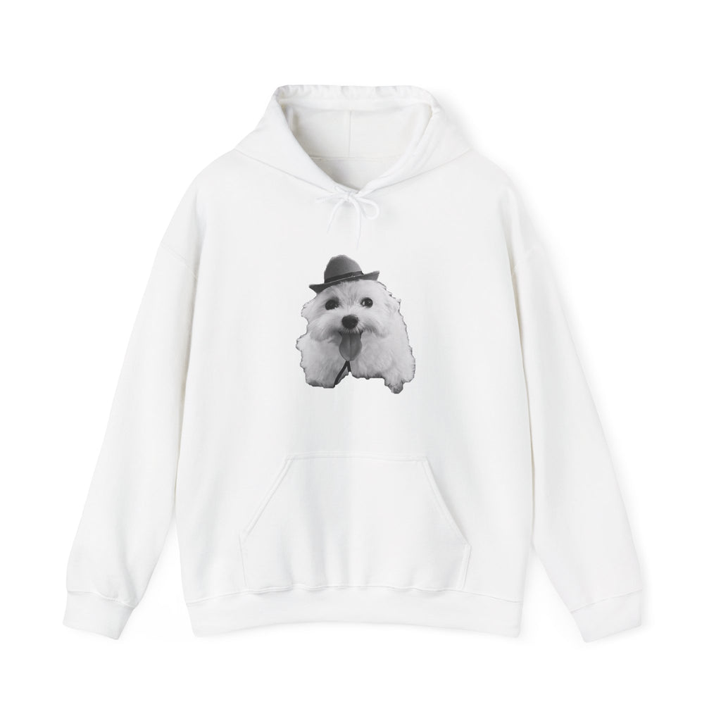 Cute Dog Hoodie — Fluffy Pup with Hat Graphic Sweatshirt