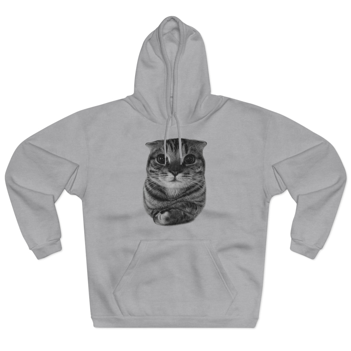 Cat Portrait Hoodie — Cute Folded Cat Face Pullover