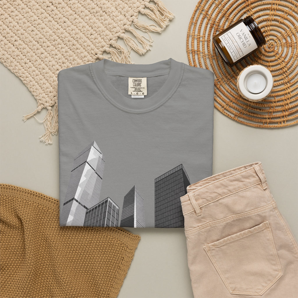 City Skyline T-Shirt — Monochrome Urban Skyscraper Graphic