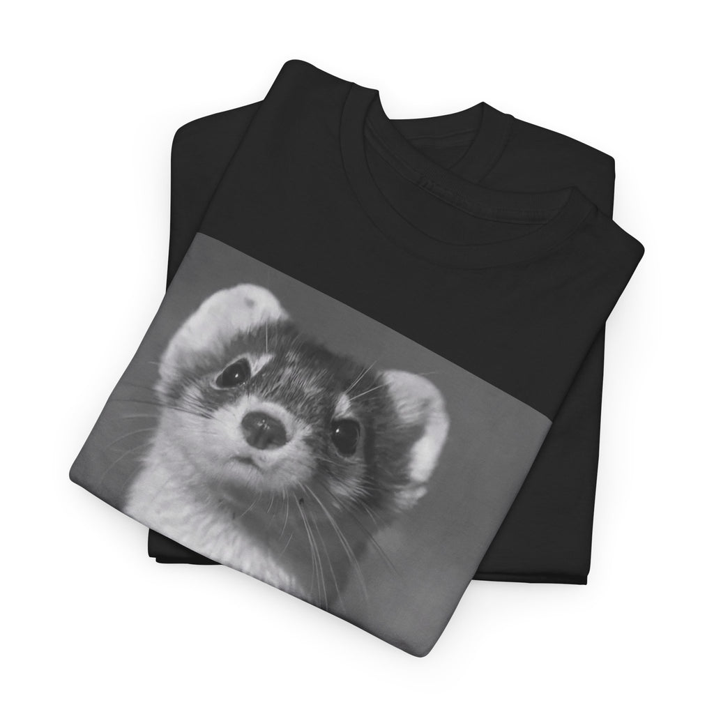 Ferret Portrait T-Shirt — Cute Black & White Animal Tee
