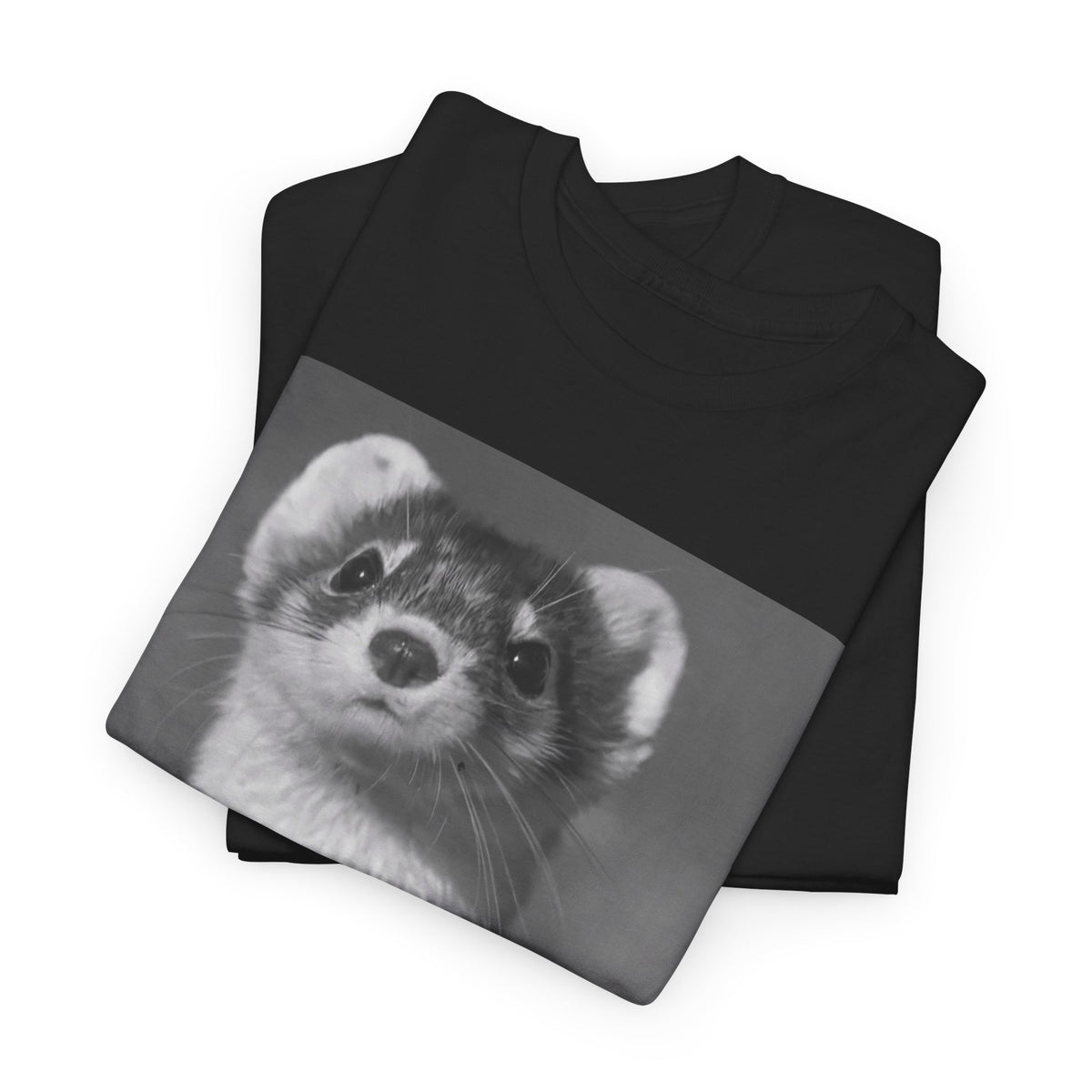 Ferret Portrait T-Shirt — Cute Black & White Animal Tee