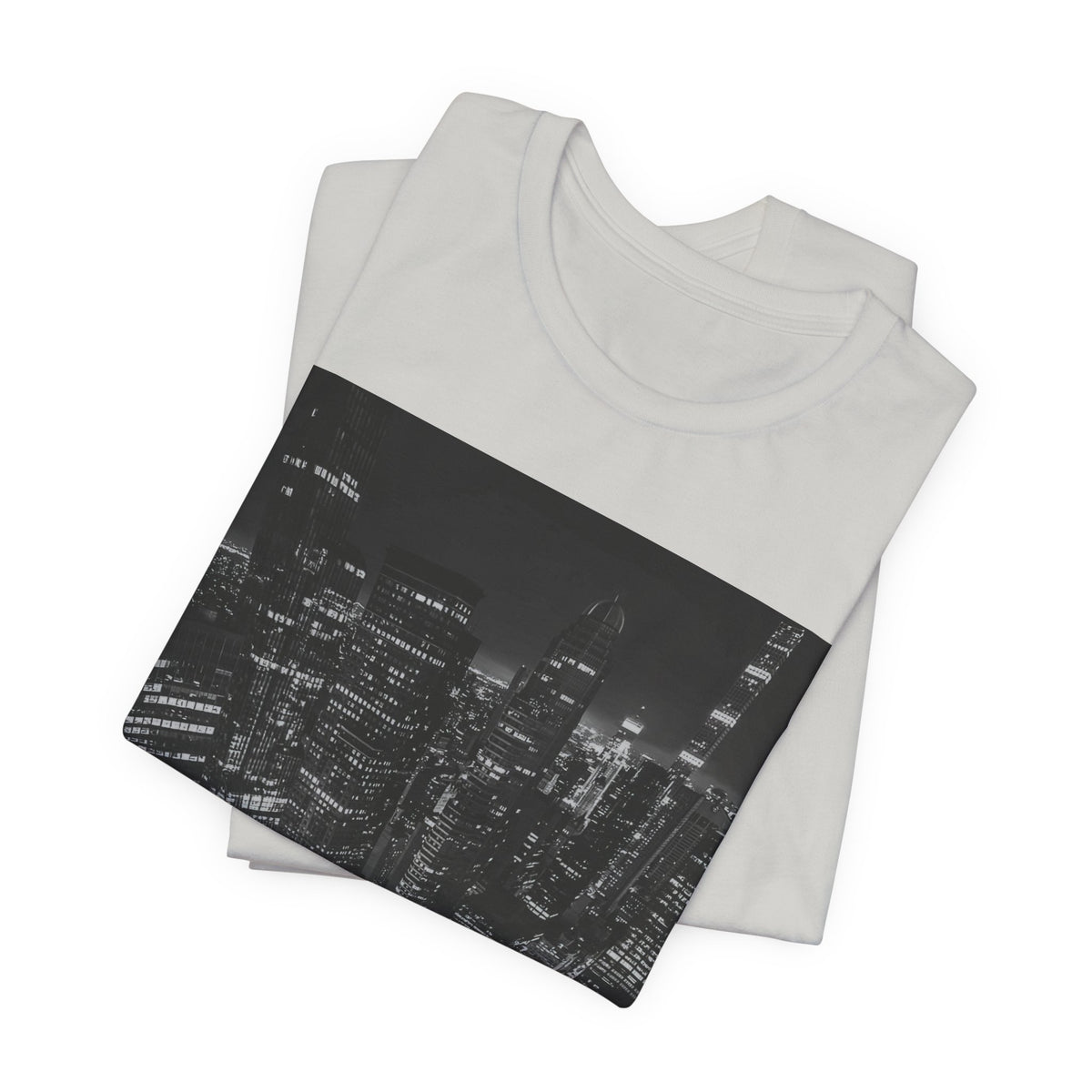 City Nightscape T-Shirt — Black & White Aerial Skyline Tee