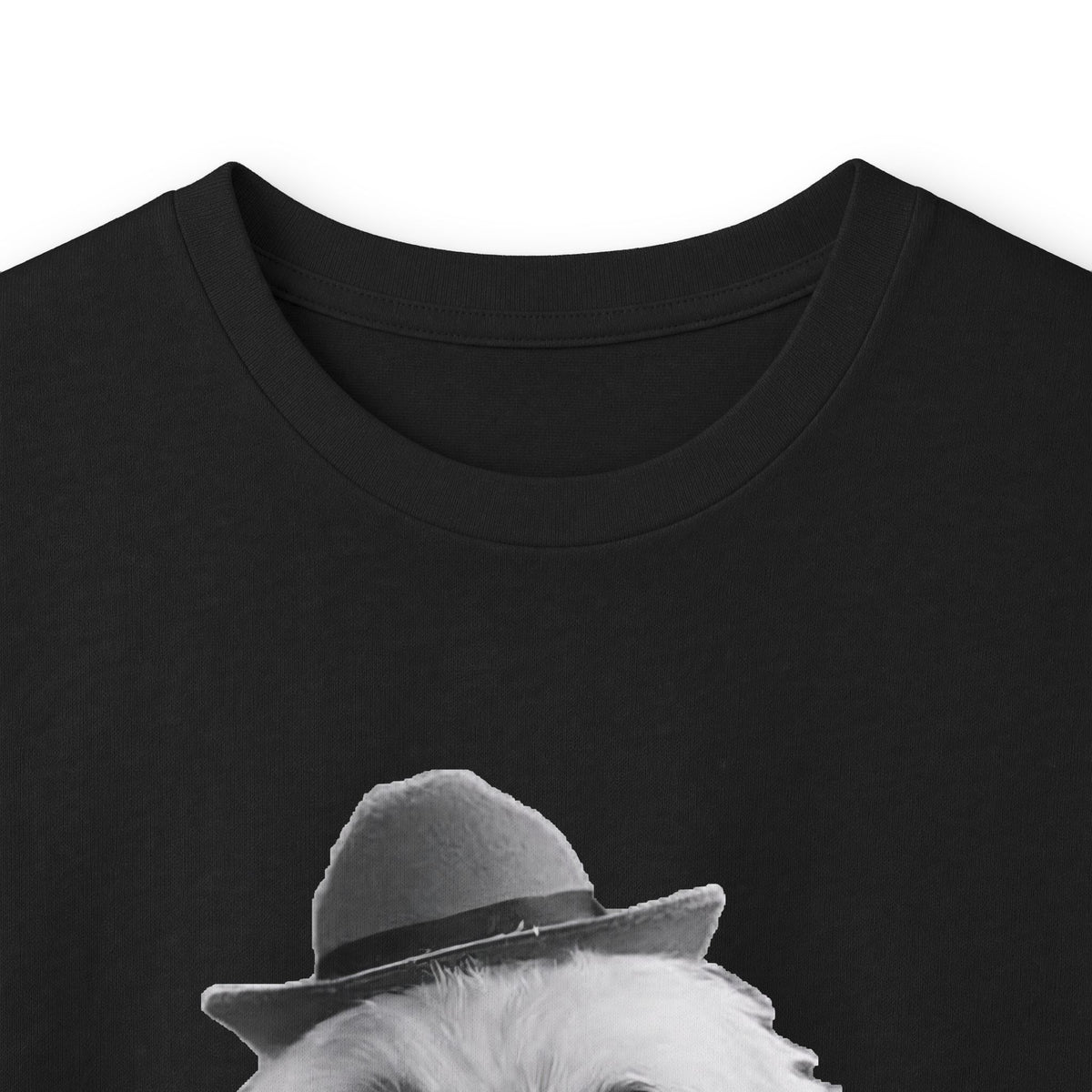Cute Dog in Hat Long Sleeve Tee — Playful Maltese Puppy Graphic Shirt