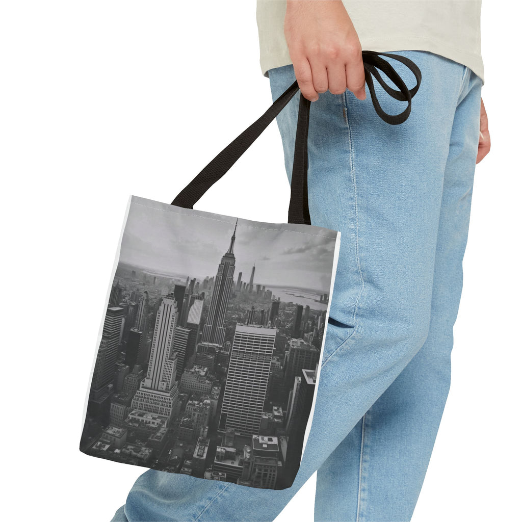 City Skyline Tote Bag – Black & White New York Aerial Photo Tote