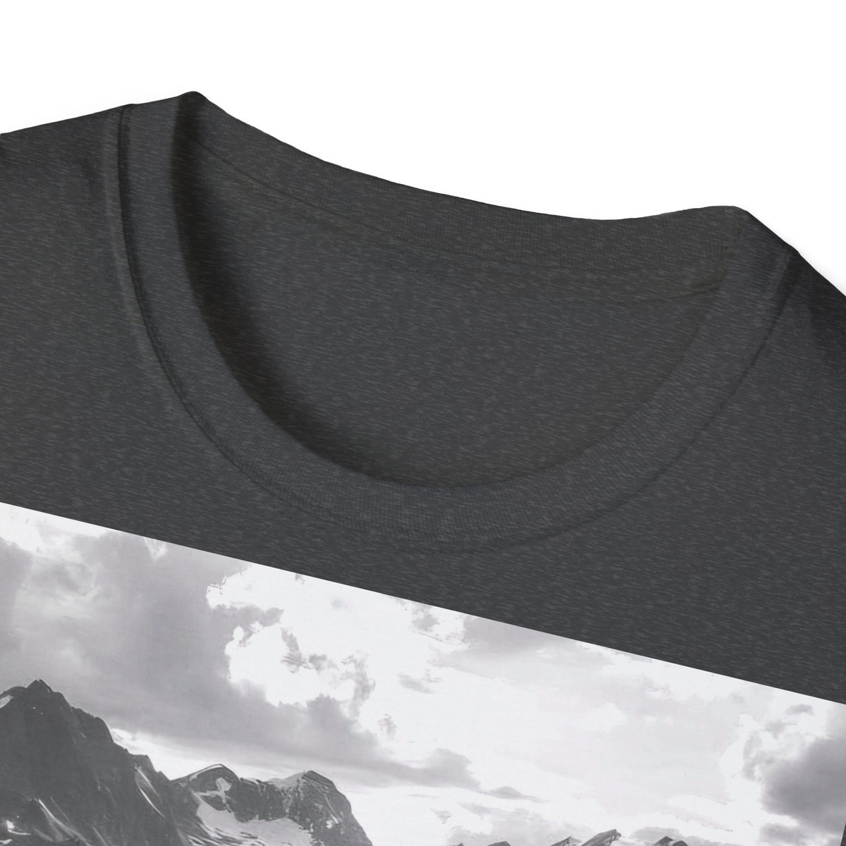 Mountain Meadow Photo T-Shirt — Black & White Nature Landscape Tee