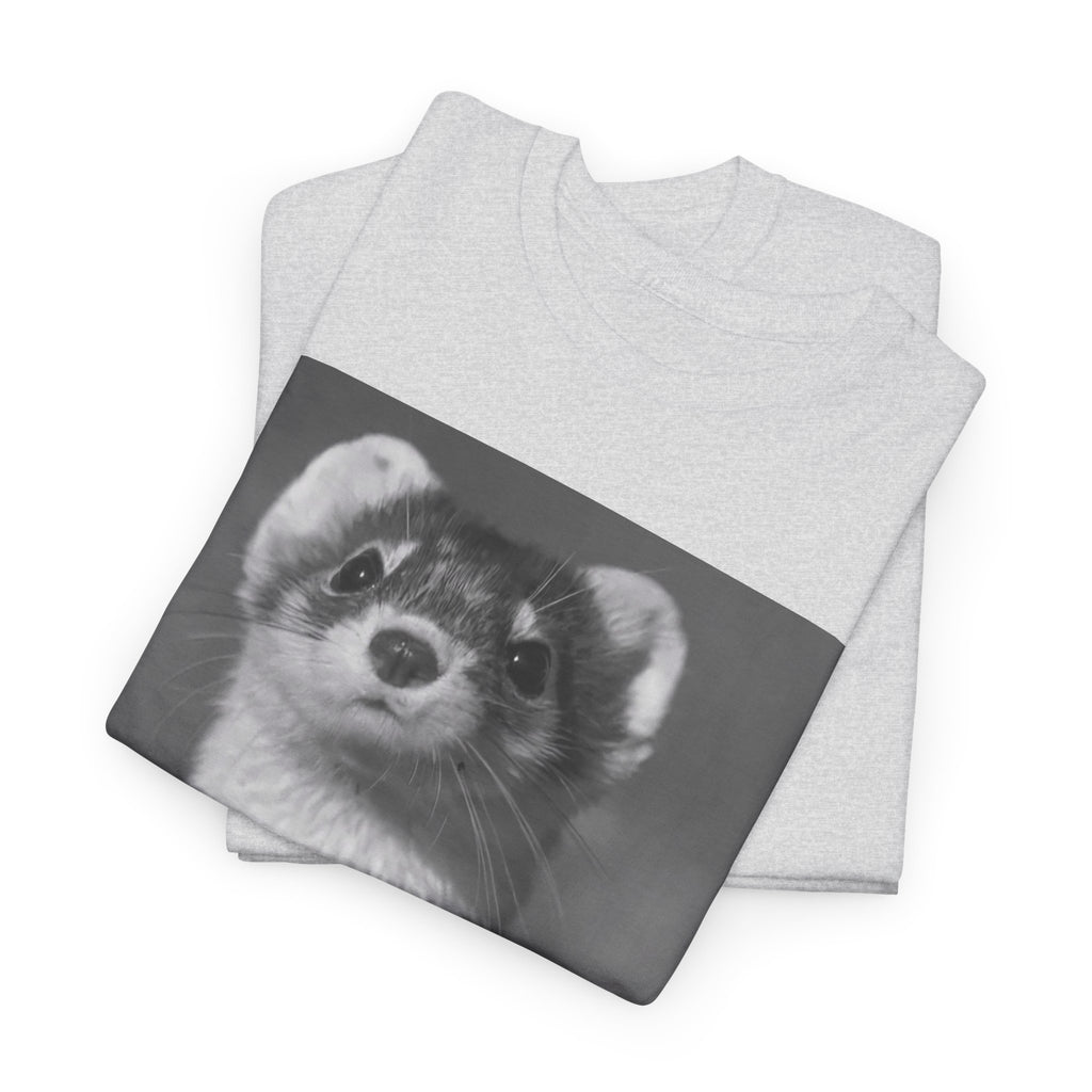 Ferret Portrait T-Shirt — Cute Black & White Animal Tee