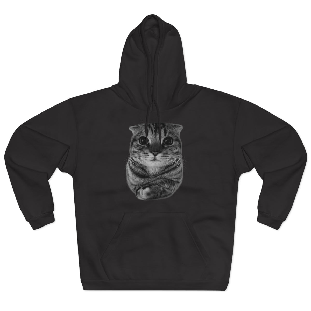 Cat Portrait Hoodie — Cute Folded Cat Face Pullover