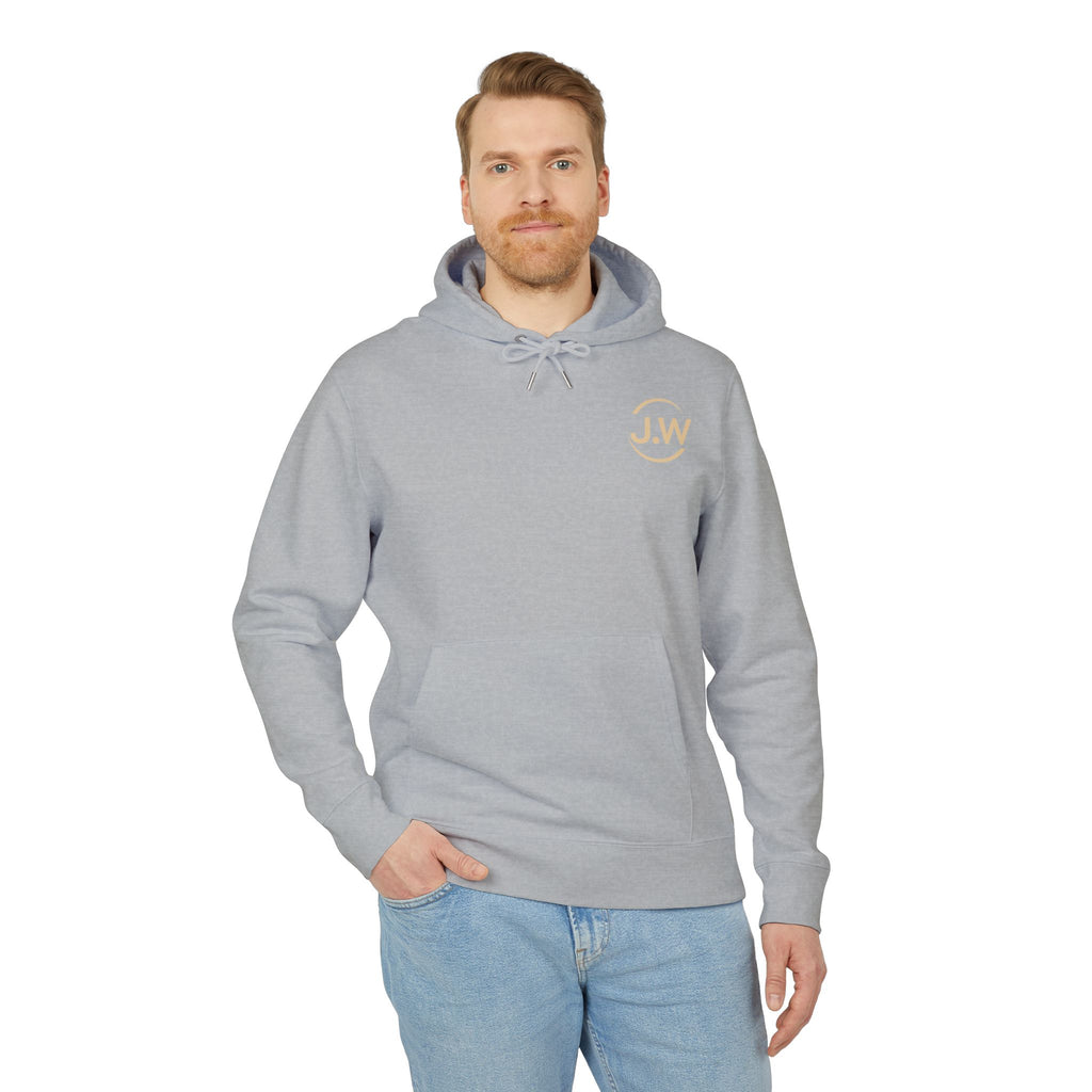 Minimal Monogram JW Hoodie — White Casual Pullover