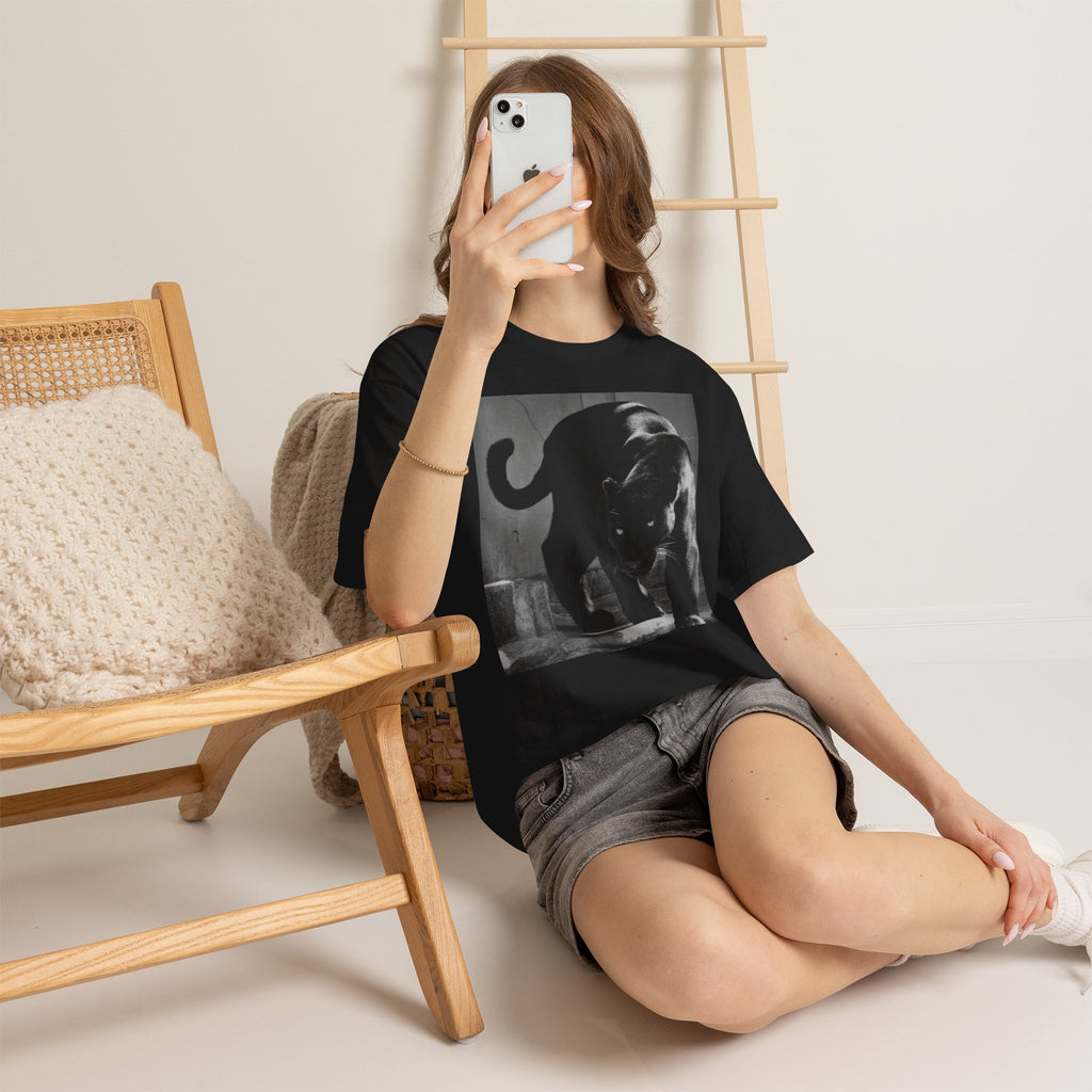 Black Panther Photo T‑Shirt — Vintage Cat Street Photography Tee