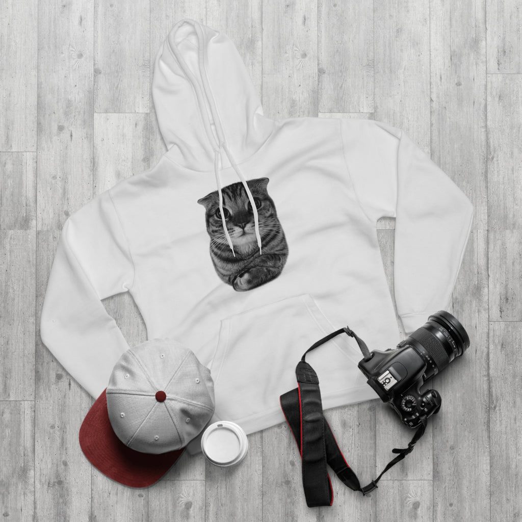 Cat Portrait Hoodie — Cute Folded Cat Face Pullover
