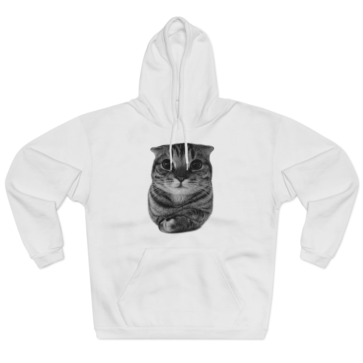 Cat Portrait Hoodie — Cute Folded Cat Face Pullover