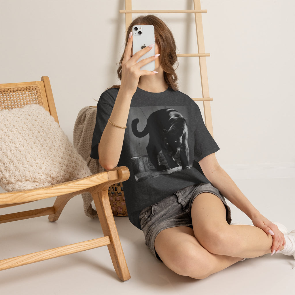 Black Panther Photo T‑Shirt — Vintage Cat Street Photography Tee