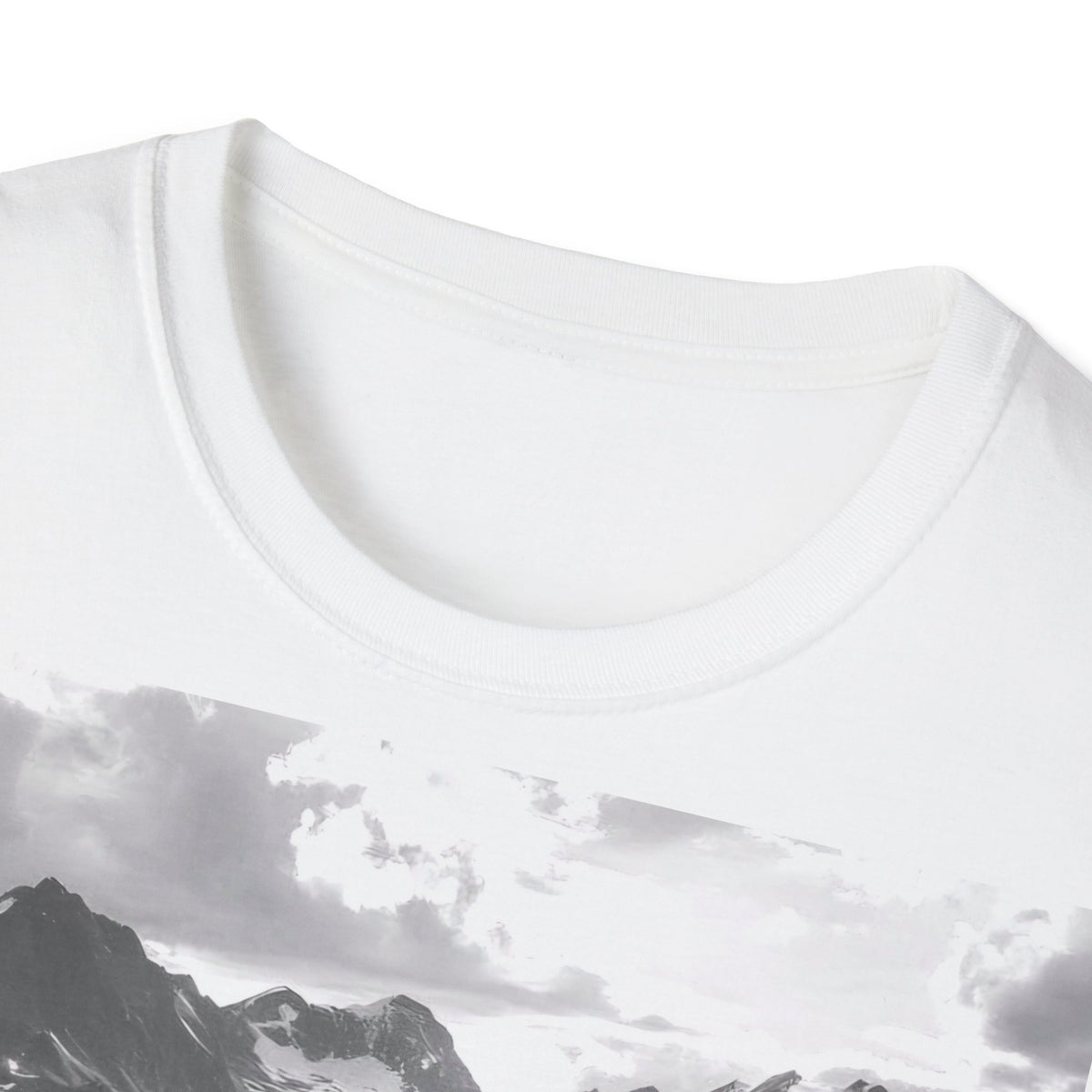 Mountain Meadow Photo T-Shirt — Black & White Nature Landscape Tee