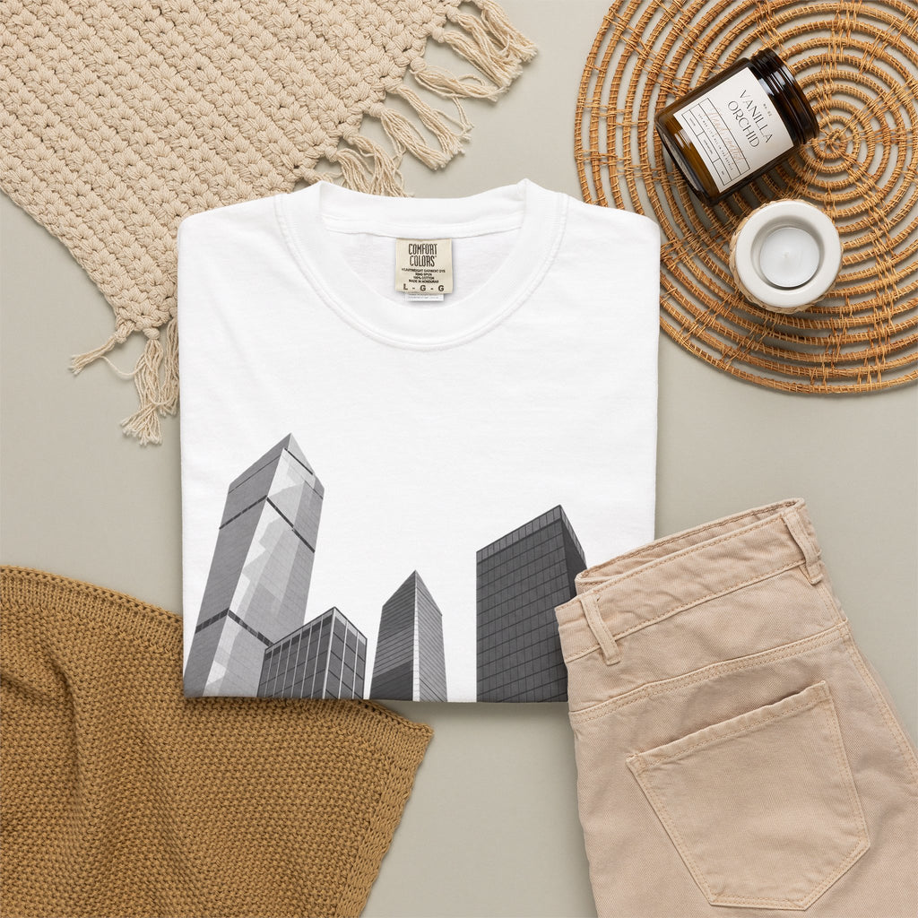 City Skyline T-Shirt — Monochrome Urban Skyscraper Graphic