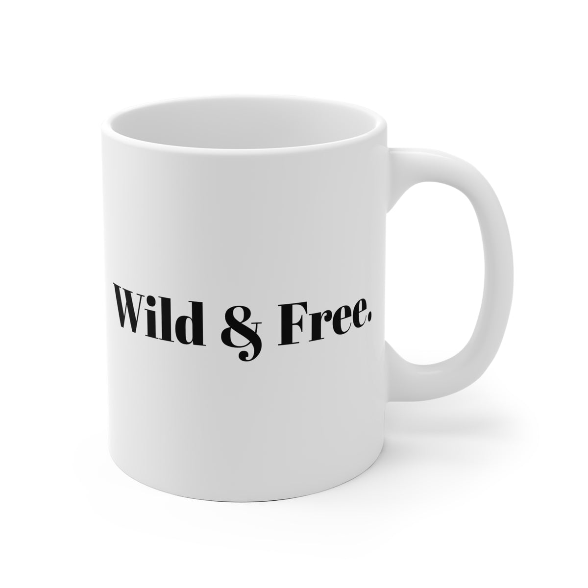 Wild & Free Ceramic Mug — Black & White Landscape Coffee Cup