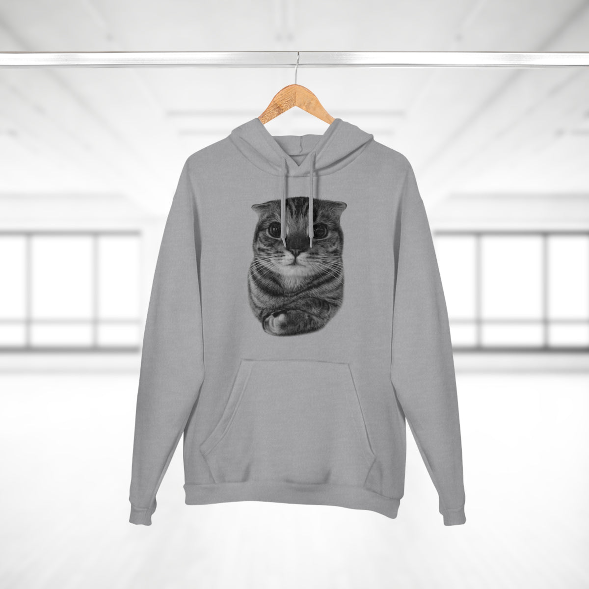 Cat Portrait Hoodie — Cute Folded Cat Face Pullover
