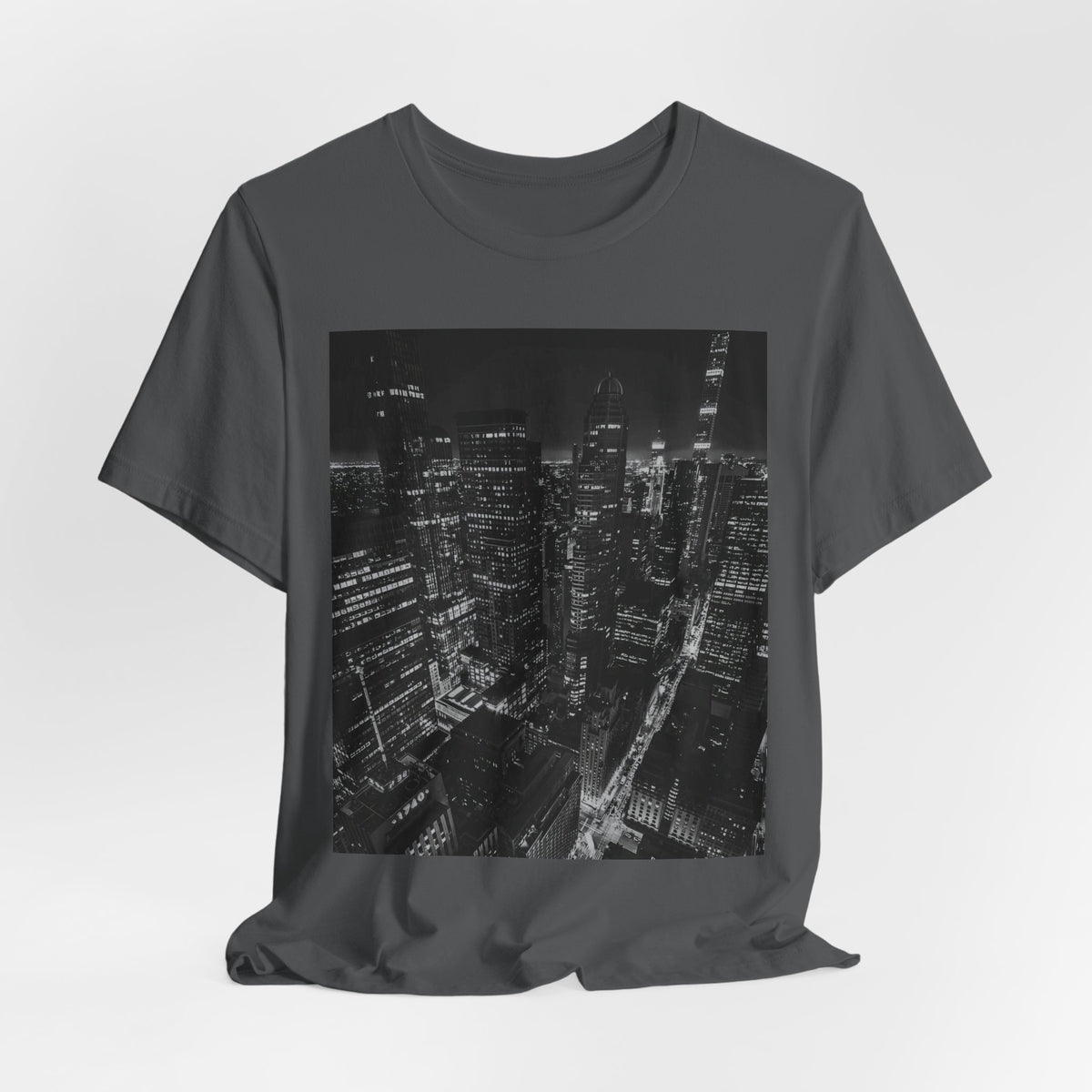City Nightscape T-Shirt — Black & White Aerial Skyline Tee