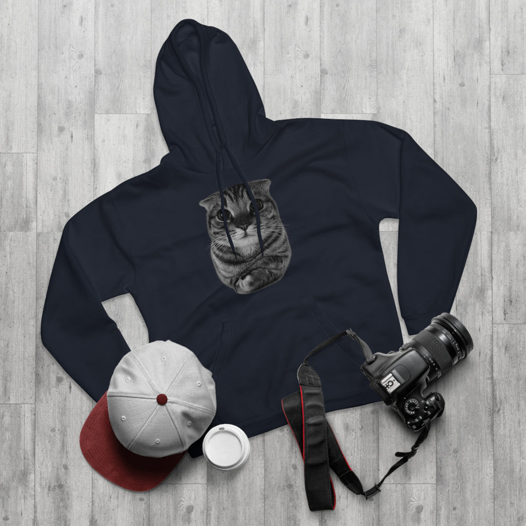 Cat Portrait Hoodie — Cute Folded Cat Face Pullover