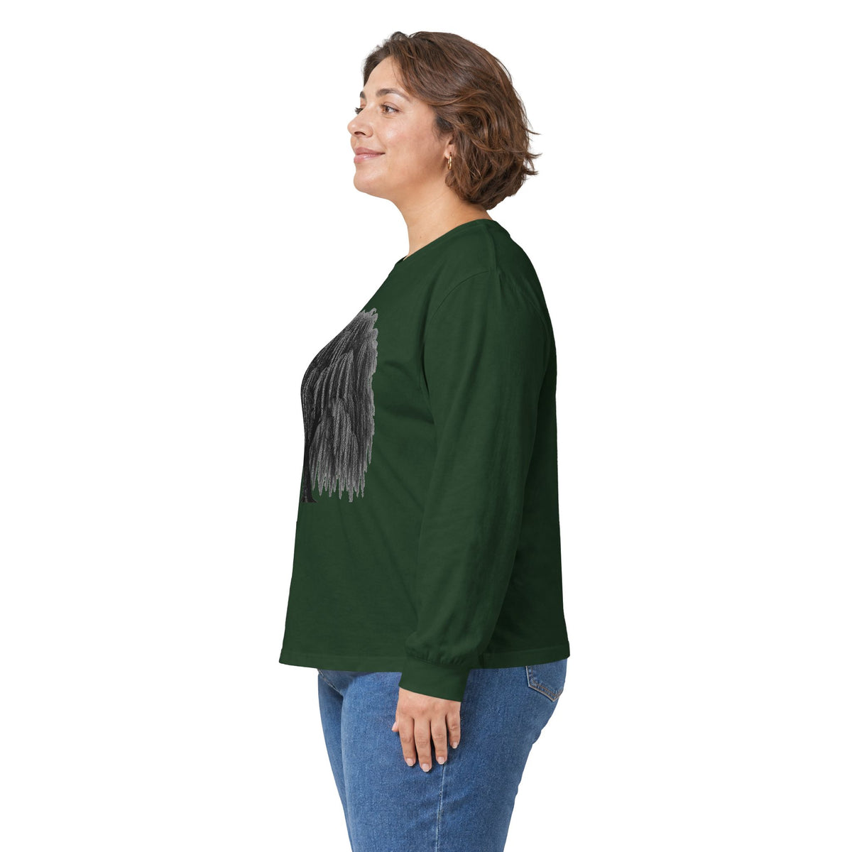 Willow Tree Long Sleeve Tee — Minimal Black Tree Graphic