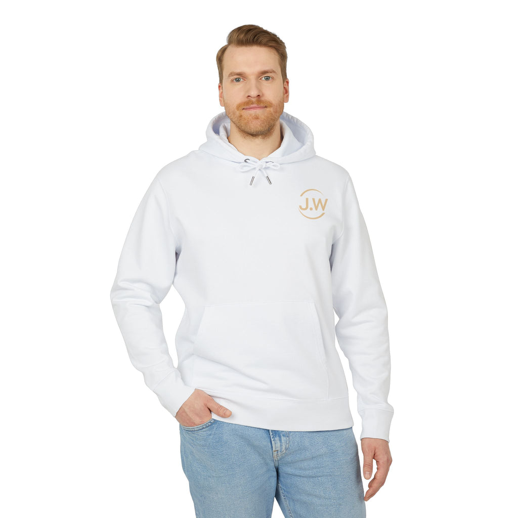 Minimal Monogram JW Hoodie — White Casual Pullover