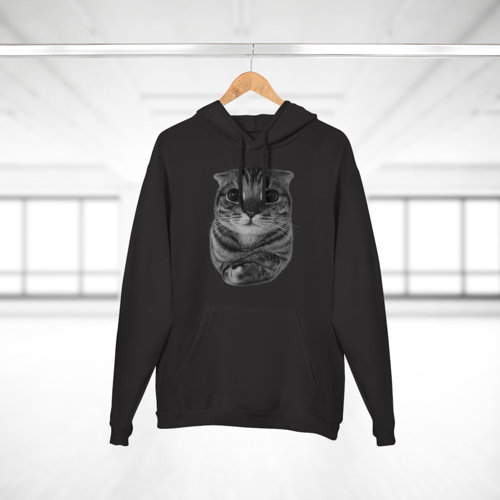 Cat Portrait Hoodie — Cute Folded Cat Face Pullover