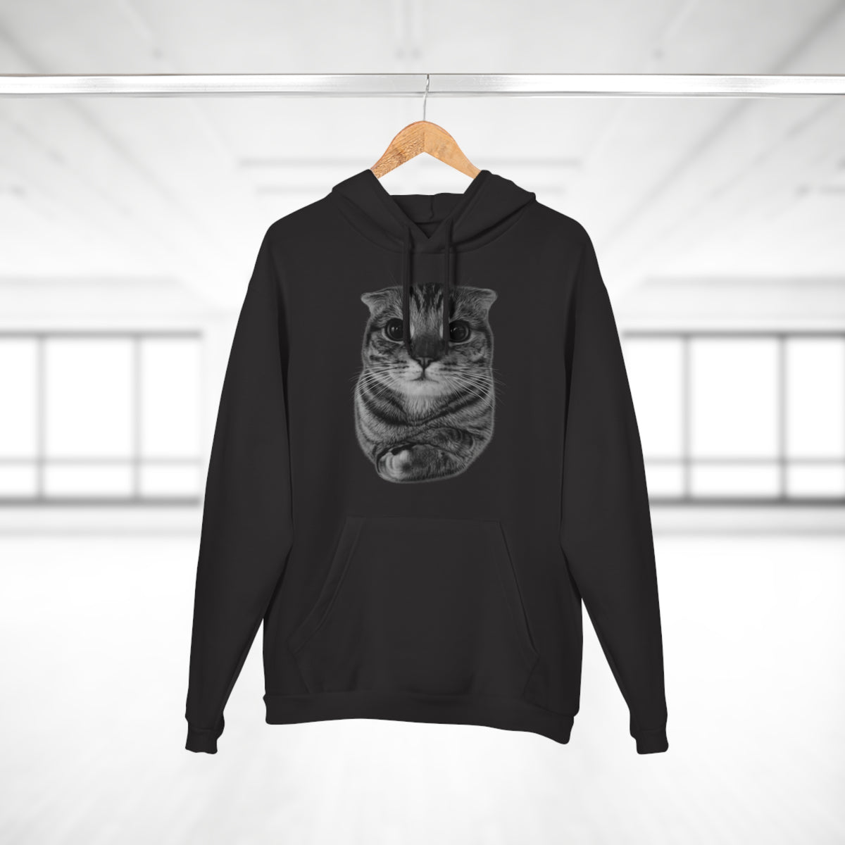 Cat Portrait Hoodie — Cute Folded Cat Face Pullover